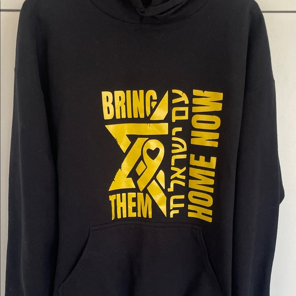 NWOT: BRING THEM HOME NOW Black Hoodie with Yellow Print NEW - Picture 6 of 16